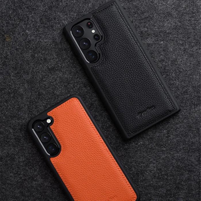 Melkco - MELKCO Mobilskal till Samsung Galaxy S23 Ultra Äkta Läder Hård PC Orange