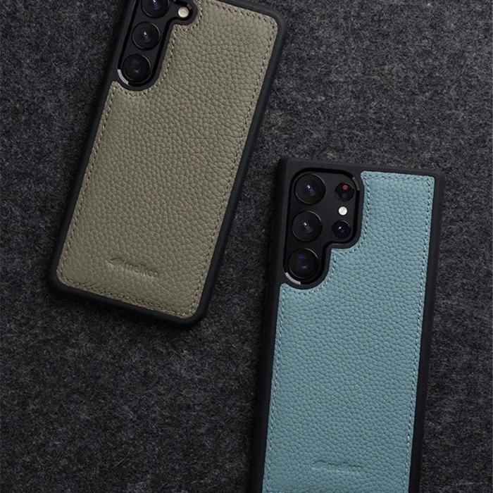 Melkco - MELKCO Mobilskal till Samsung Galaxy S23 Ultra Äkta Läder Hård PC Orange