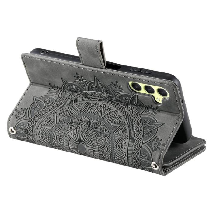 OEM - Samsung Galaxy S26 Plånboksfodral Mandala Blommönster Konstläder - Grå