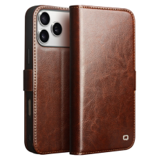 QIALINO - QIALINO iPhone 17 Pro Plånboksfodral Äkta Läder - Brun