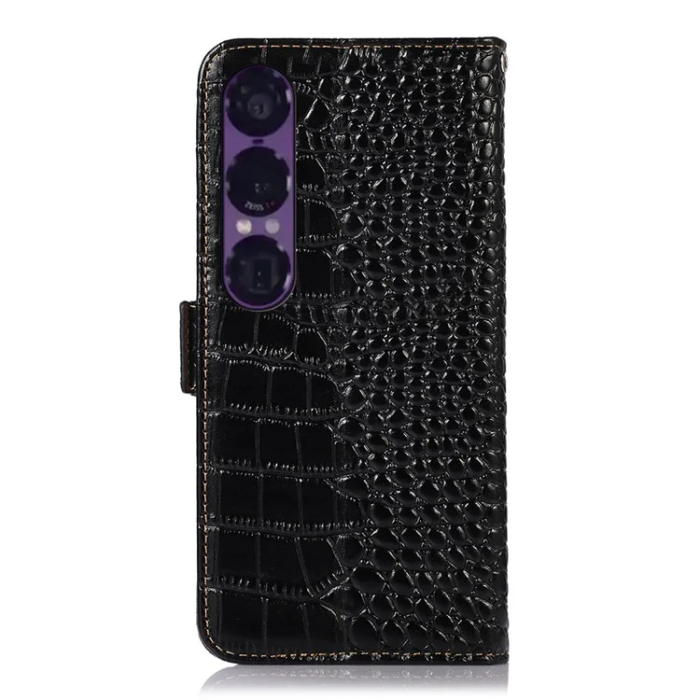 A-One Brand - Sony Xperia 1 VII Plånboksfodral Crocodile Texture - Svart