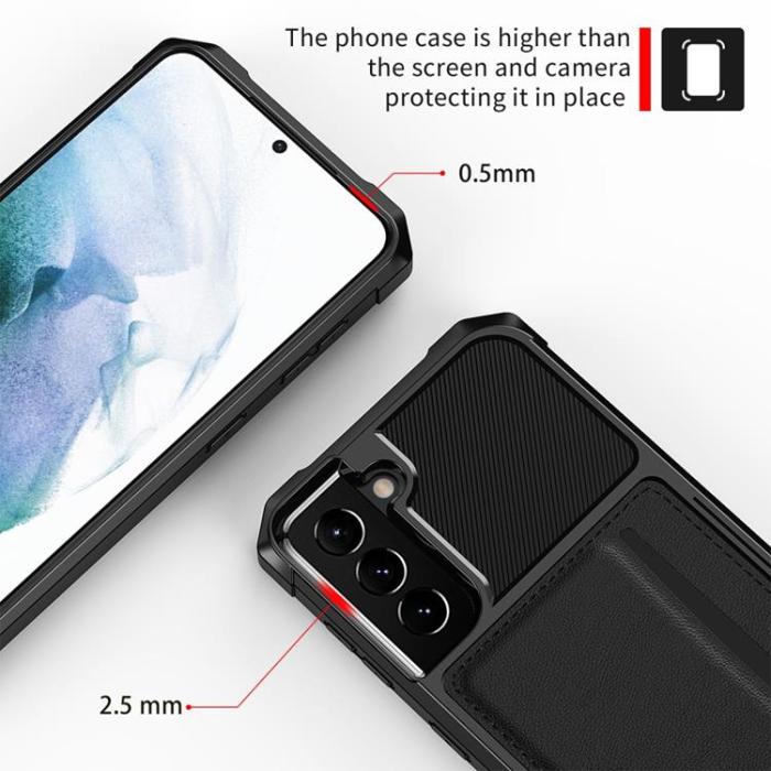 OEM - Läder Korthållare till Skal Galaxy S22 Plus 5G - Svart