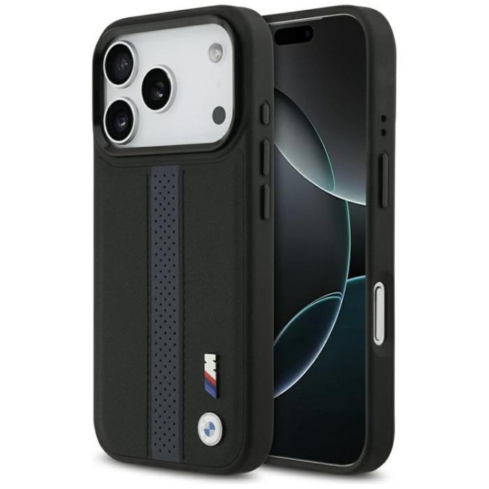 BMW - BMW iPhone 17 Pro Mobilskal MagSafe M Perforated Stripe Logo - Blå