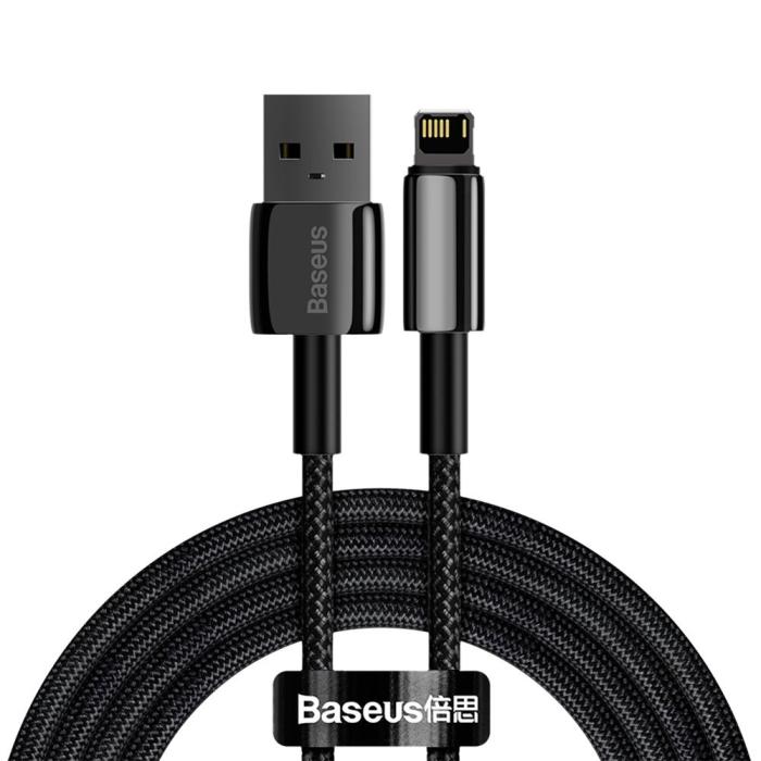 BASEUS - Baseus Tungsten USB-A till Lightning kabel 2m - Svart