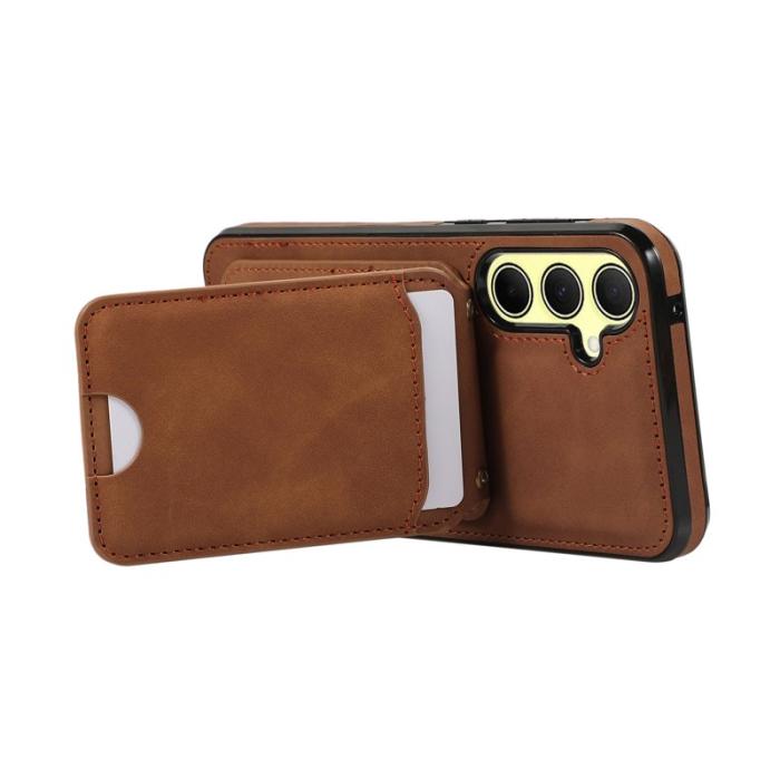 OEM - Mobilfodral för Samsung Galaxy S26 Konstläder + TPU Kickstand - Brun