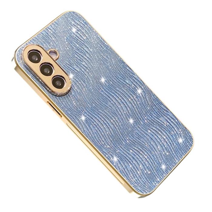 OEM - Mobilskal för Samsung Galaxy S26 Elektropolerad Ripple Textur PU + Plast - Blå