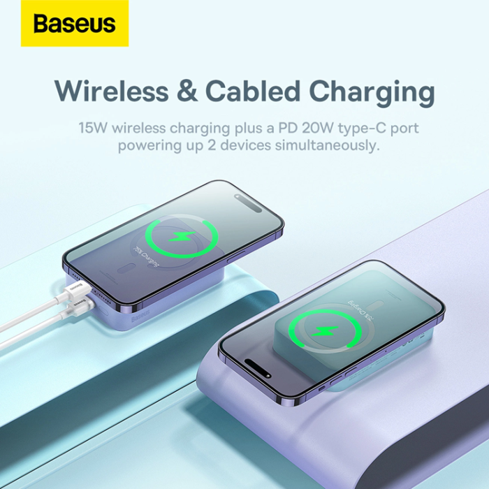 BASEUS - Baseus Powerbank 20000mAh 20W Magnetic Mini - Blå