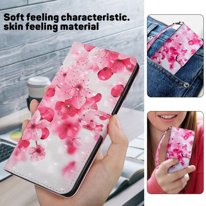 OEM - Mobilskal för Samsung Galaxy S26 Ställning Mönstertryck Konstläder - Röd Blomma