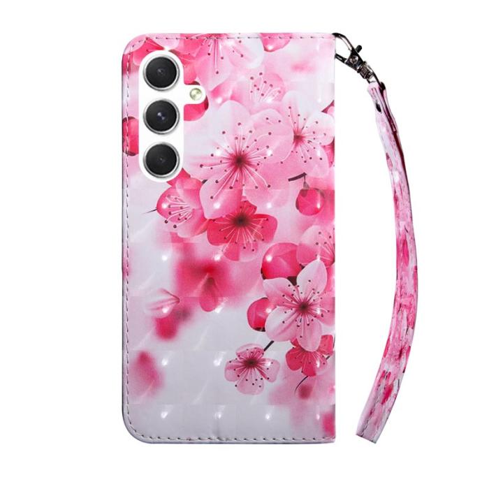 OEM - Mobilskal för Samsung Galaxy S26 Ställning Mönstertryck Konstläder - Röd Blomma