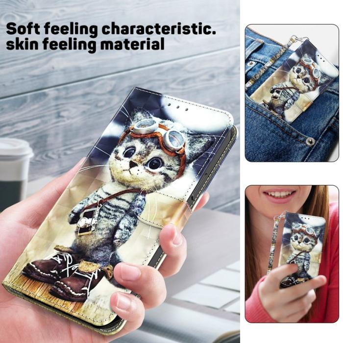 OEM - Mobilskal för Samsung Galaxy S26 Ställning Mönstertryck Konstläder - Svart