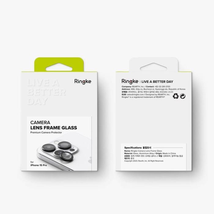 Ringke - Ringke iPhone 15 Pro Kameralinsskydd i Härdat Glas - Svart