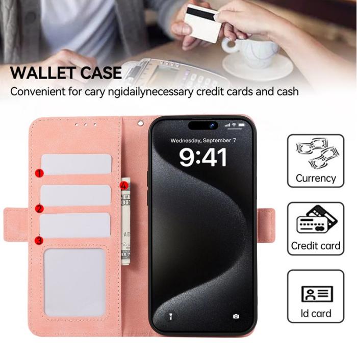 ABEEL - ABEEL iPhone 16 Plus Plånboksfodral Med Magnetstängning RFID-Skydd - Rosa