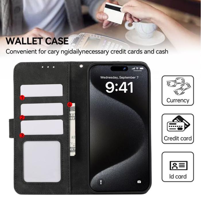 ABEEL - ABEEL iPhone 16 Plus Plånboksfodral RFID Skydd Konstläder - Svart