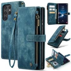 Caseme - CASEME Konstl&auml;der Pl&aring;nboksfodral f&ouml;r Samsung Galaxy S24 Ultra - Bl&aring;