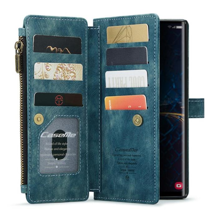 Caseme - CASEME Konstläder Plånboksfodral för Samsung Galaxy S24 Ultra - Blå