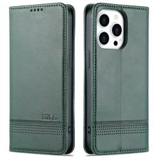 AZNS - AZNS iPhone 15 Pl&aring;nboksfodral Konstl&auml;der + TPU - St&auml;ll - Gr&ouml;n