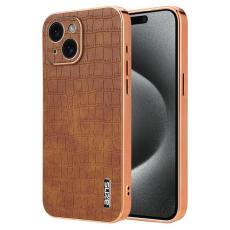 AZNS - AZNS iPhone 15 Plus Fodral KonstL&auml;der Kroko - Brun
