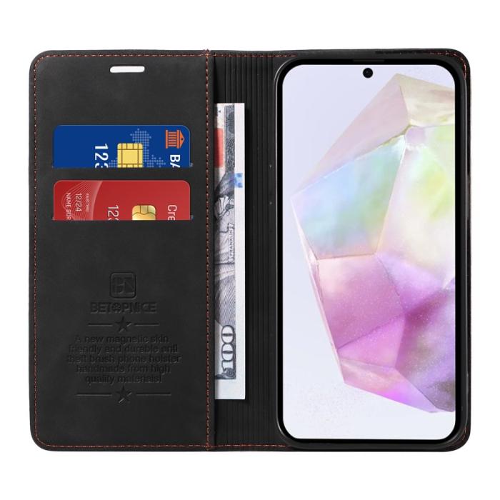 BETOPNICE - BETOPNICE 003 för Samsung Galaxy A56 5G Plånboksfodral Konstläder - Svart