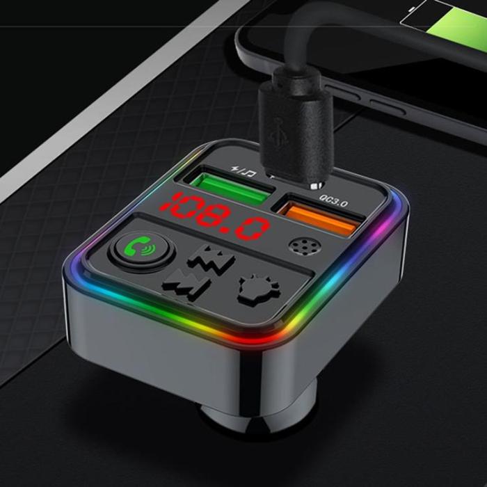 A-One Brand - Billaddare 25W 2xUSB-A 1xUSB-C med Musikspelare PDF18 - Svart