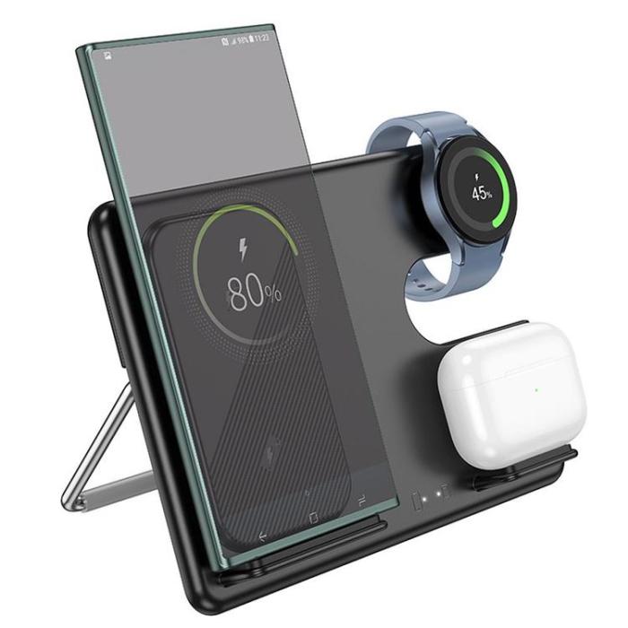 Hoco - HOCO 3-in-1 Trådlös laddare Samsung - Galaxy Watch - Hörlurar - Svart