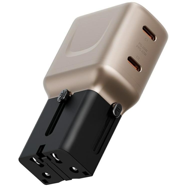 Energea Snabbladdare 45W 2xUSB-C TravelGo - Guldsvart | 505295 | AlltMobil
