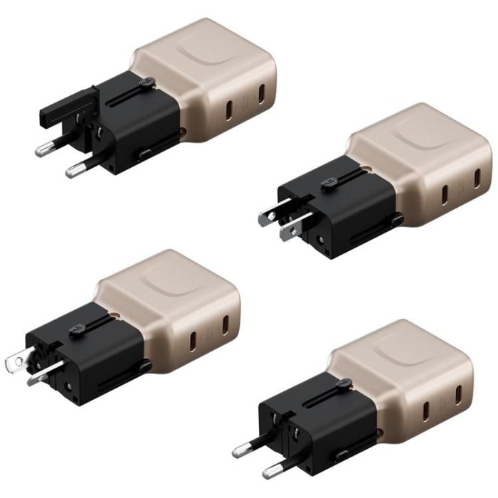 ENERGEA - Energea Snabbladdare 45W 2xUSB-C TravelGo - Guldsvart