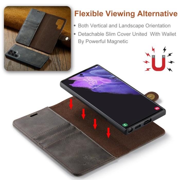 DG.MING - DG.MING Samsung Galaxy S25 Ultra Plånboksfodral Äkta läder - Grå