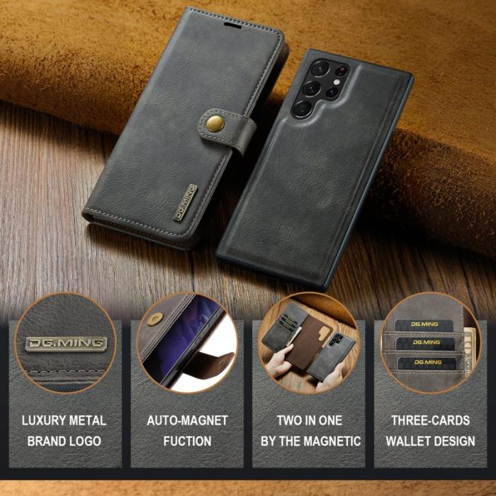 DG.MING - DG.MING Samsung Galaxy S25 Ultra Plånboksfodral Äkta läder - Grå