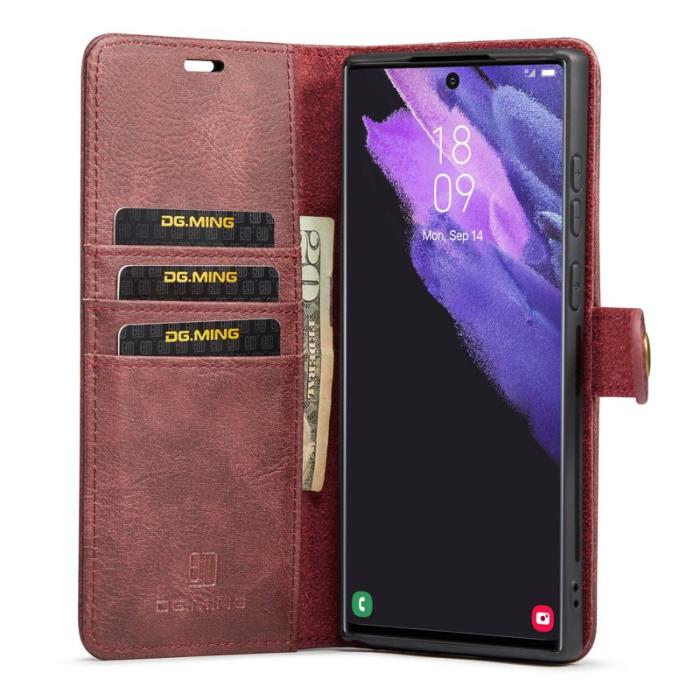 DG.MING - DG.MING Samsung Galaxy S25 Ultra Plånboksfodral Äkta läder Röd
