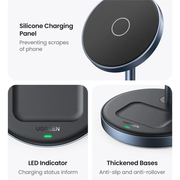 Ugreen - Ugreen 2in1 MagSafe Trådlös Laddare iPhone, Airpods - Svart