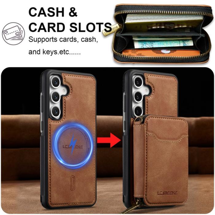 LC.imeeke - LC.IMEEKE L6 för Samsung Galaxy A17 4G/5G Konstläder Plånboksfodral - Brun