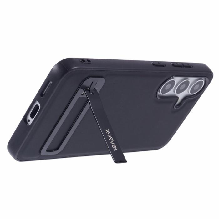 X-Level - X-LEVEL Mobilskal till Samsung Galaxy S25 Läder Coated TPU Svart