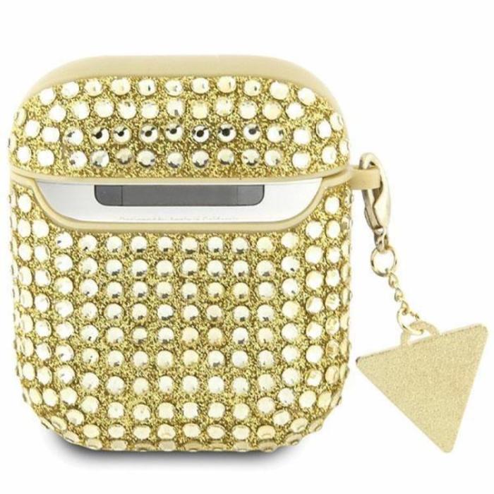 Guess - Guess AirPods 1/2 Skal Rhinestone Triangle Charm - Guld