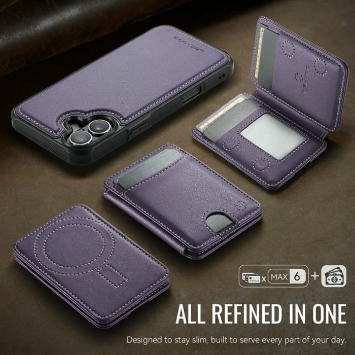 JEEHOOD - JEEHOOD iPhone 17 Fodral Konstläder MagSafe Skydd - Lila