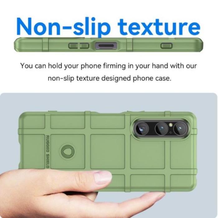 A-One Brand - Sony Xperia 1 V Mobilskal Rugged Square Grid - Grön