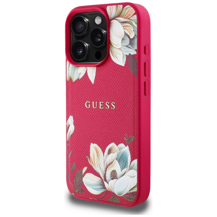 Guess - Guess iPhone 16 Pro Max Mobilskal Magsafe Flower Pattern - Fuchsia
