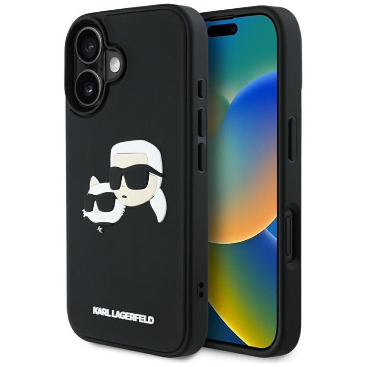 Karl Lagerfeld iPhone 16 Mobilskal 3D Rubber Double Heads - Svart | 2353 | AlltMobil