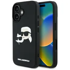 KARL LAGERFELD - Karl Lagerfeld Mobilskal till iPhone 16 3D Rubber Double Heads - Svart