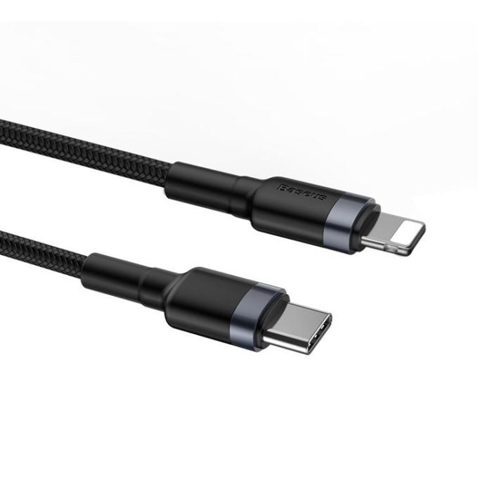 BASEUS - Baseus Flätad USB-C till Lightning kabel 18W 1m - Svart/Grå