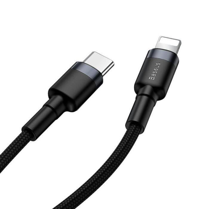 BASEUS - Baseus Flätad USB-C till Lightning kabel 18W 1m - Svart/Grå