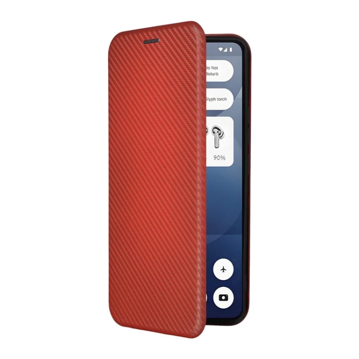 A-One Brand - Nothing Phone (3a) Plånboksfodral Läder Carbon Fiber - Brun