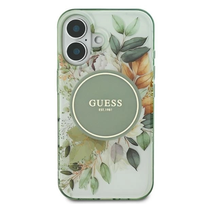 Guess - Guess iPhone 16 Plus Mobilskal MagSafe IML Flower & Tonal Circle
