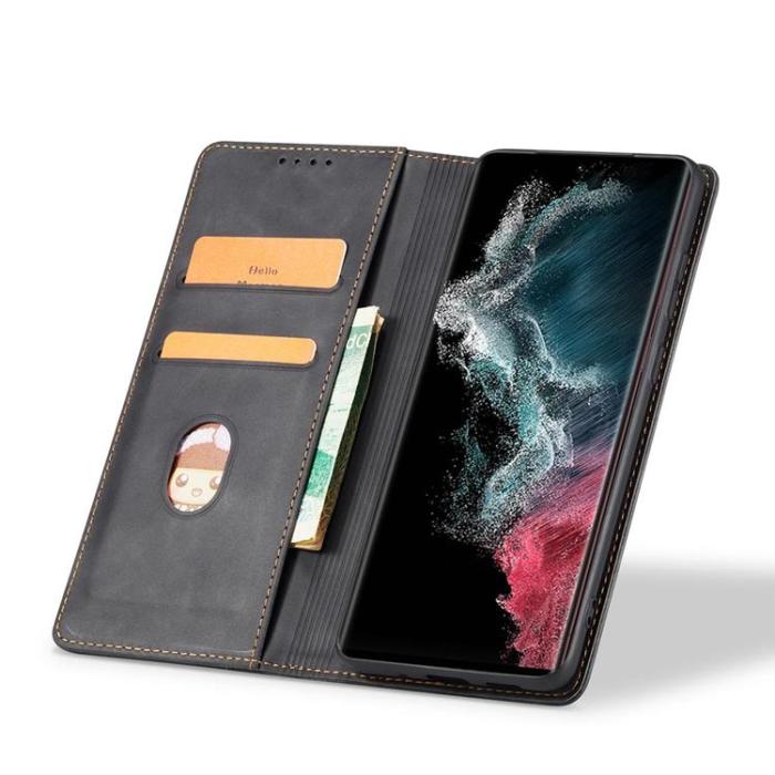OEM - Galaxy S22 Ultra Plånboksfodral Magnet Fancy - Svart