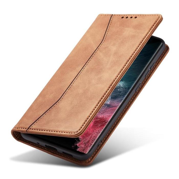 OEM - Galaxy S22 Ultra Plånboksfodral Magnet Fancy - Brun
