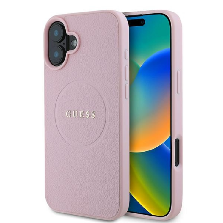 Guess iPhone 16 Plus Mobilskal Magsafe Grained Ring - Rosa | 2353 | AlltMobil