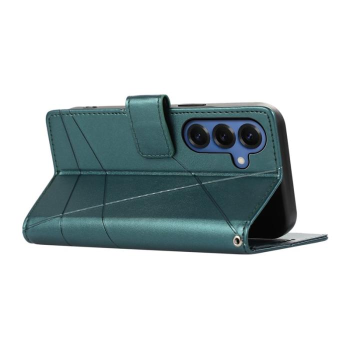 OEM - Line Samsung Galaxy S26 Fodral Imprint Läder med Handledsrem - Grön