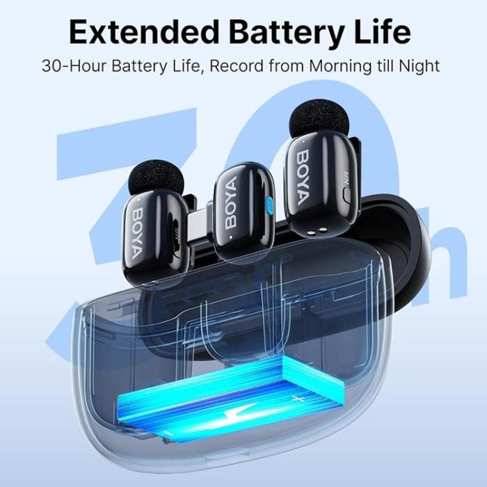 BOYA - BOYA 2-St Trådlös Lavaliermikrofon Brusreducering Mini-03