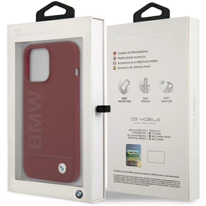 BMW - BMW iPhone 15 Pro Mobilskal Magsafe Silikon Big Logo - Röd