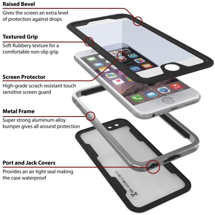 UTGATT5 - Ghostek Atmoic 2.0 Vattentätt Skal till Apple iPhone 6 (S) - Silver