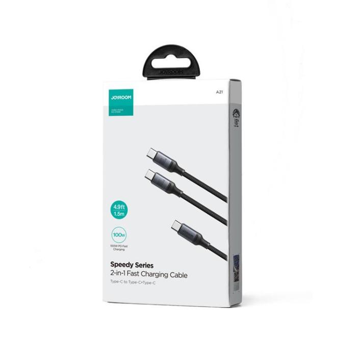 Joyroom - Joyroom 2in1 USB-C till USB-C kabel 100W 1.5m - Svart